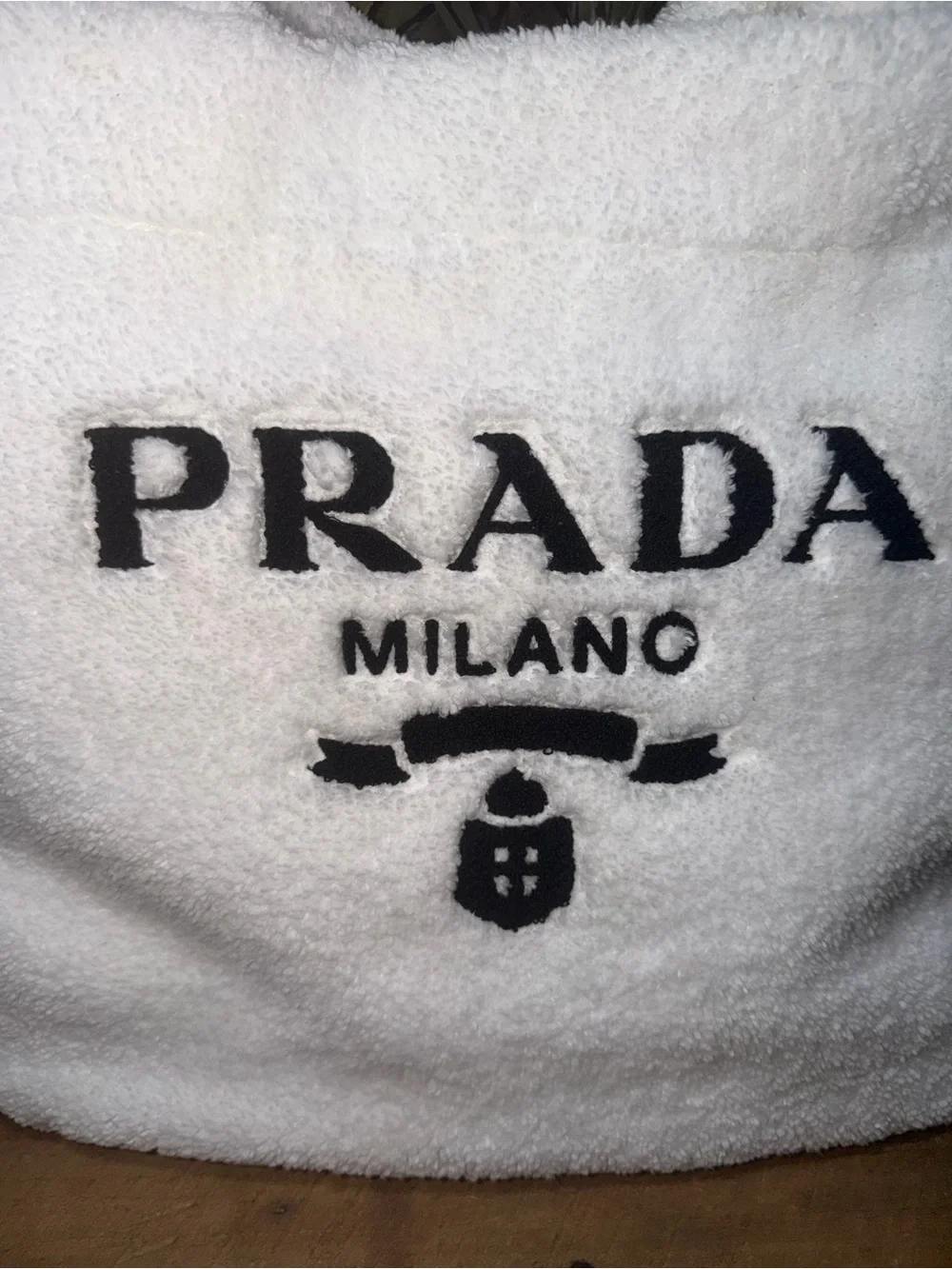 PRADA White Faux-Fur Tote Bag - Milano Logo